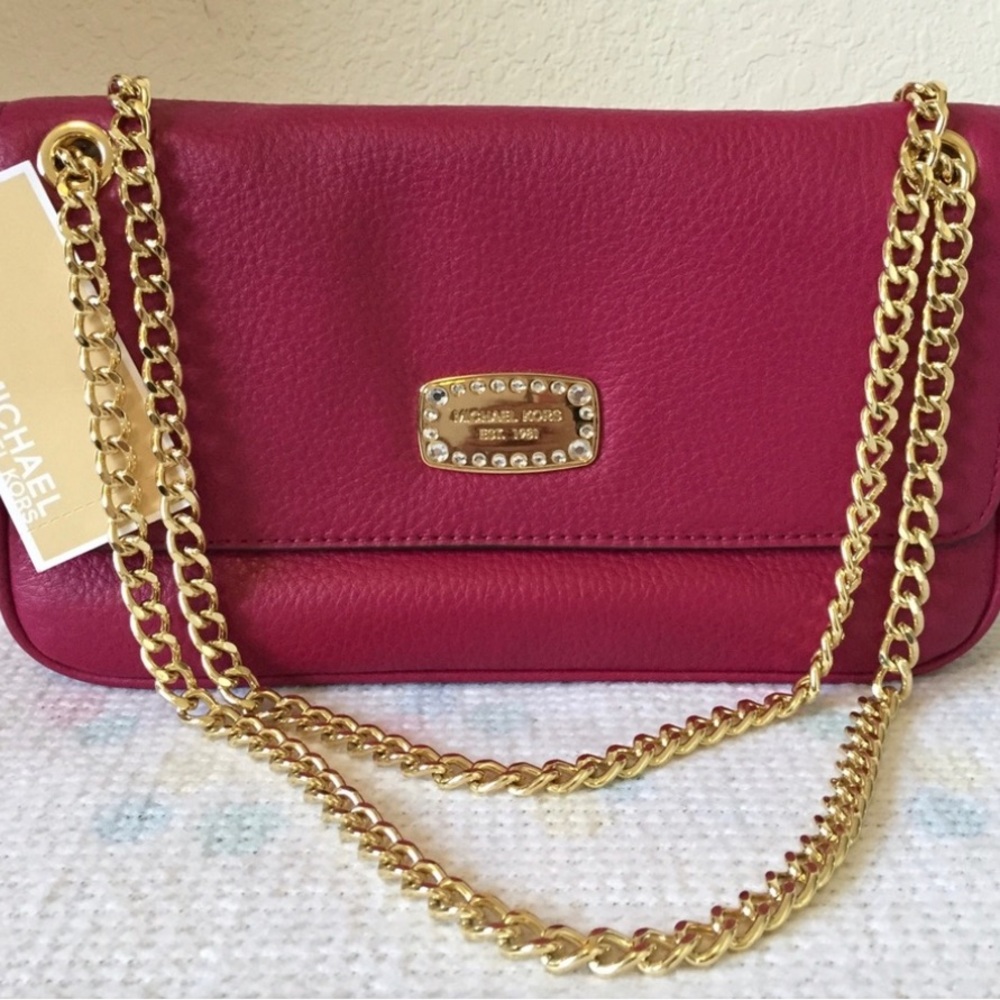 Michael Kors Jet Set Jewel Deep pink leather